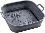 2PCS Silicone Fryer Liners Odourless Thickened Foldable Baking Tray Kitchen Tool for Fryer Pot Basket Silicone Replacement (Grey)