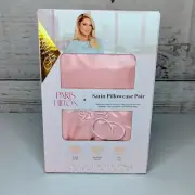Paris Hilton Set Of 2 Pink Satin Pillowcases 'Orchid Pink' Standard Size