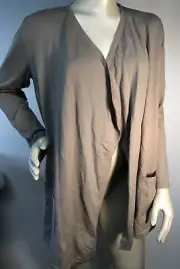 J Jill NWT Open Cardigan Sweater Sz S Mushroom gray Pockets Bin-C