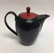 NEW MIKADO BY TANNEX BLACK+RED TOP TALL CERAMIC TEAPOT,COFFEE POT 1.3L (48 OZ.)