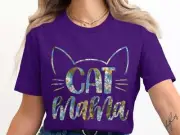 Cat Mama Cute Whiskers Design Perfect Gift T-Shirt Floral art