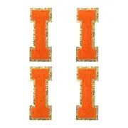 4Pcs Chenille Letter Patches Iron on Letter Patches Orange I Alphabet Decorative