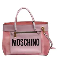 在飛比找momo購物網優惠-【MOSCHINO】經典品牌LOGO手提/斜背包(粉紅色7A