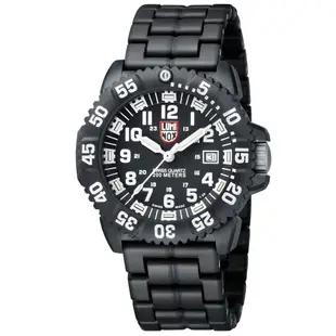 LUMINOX 雷明時海豹部隊碳纖維輕量鍊帶腕錶-黑x白時標/44mm 3052