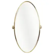 Leda Large Oval Tilt Mirror, Brushed Brass Gold Glass & Aluminium