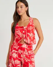 [Jag] Jag Women's Seashell Crop Vest In Red Size 8 8 Red