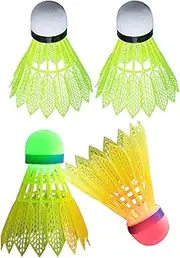 Yaztauho Badminton Shuttlecocks, Light Up Shuttlecock, Wind-Proof Patting Training Badminton Ball with High Visibility Set of 4 for Backyard Park Gym School