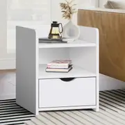ALFORDSON Bedside Table Storage Nightstand with Shelf Drawer White