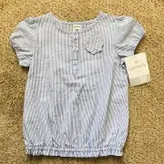 New With Tag Carters girls short sleeve Top Blue Gingham Size 18M