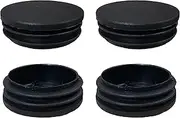 iMaylex 4 PCS 2 inch (50mm) Black Round Plastic Plugs, Tube Ribbed Inserts End Cover Caps, Floor Furniture Desk Table Chair Leg Protector