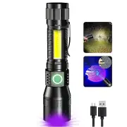 UV Flashlight Black Light, 3-in-1 Magnetic Flashlight Rechargeable, 1000 Lume...