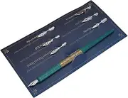 QANYEGN Dip Pen, Calligraphy Pen, Dip Pen Set for Practicing English Calligraphy Gift with 6 Nibs Resin Brown Cyan(Cyan)