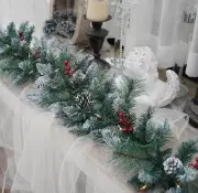 Pre-Lit Artificial Christmas Garland, Snowflake Wreath, White Lights 50, Decorat