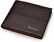 [Generic] RFID Wallets for Men Slim Bifold PU Leather Front Pocket Wallet (Dark Brown)