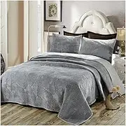 King Size Quilt Set，Full/Queen Size Quilt Set，3 Pieces，Bedspreads Coverlet Lightweight Warm Bedding Set for All Seasons (1 Quilt,2 Pillow Shams) (Color : Silver Gray, Size : 224x234cm-51x71cm x2)