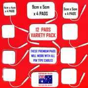 TENS ELECTRODE 12 PADS VARIETY PACK - PERFECT 4 ALL PIN TYPE CABLES ⭐⭐⭐⭐⭐