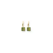 14k Yellow Gold 6mm Princess Cut Peridot Leverback Earrings
