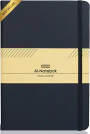 A5 Dotted Notebook – 192 Pages, PU Leather Hardcover with Inner Pocket (Black)