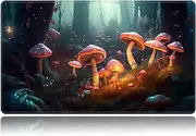 Playmat for MTG, Card Game Mat Non-Slip Rubber Base and Stitched, 24 x 14 inch TCG Play Mat for MTG and Other Card Games (NO Zones), Mushroom Forest