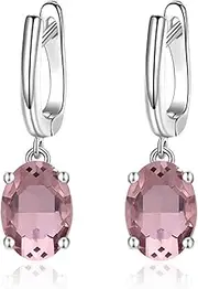 [GLESOS] Lightweight Drop/Dangle Huggie Earrings,18K White Gold Plated Wathet CZ crystal earrings for Women