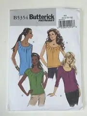 Pleat Neck Top Shirt Blouse Size 6-12 Uncut Pattern PLUS EASY B5354 Butterick