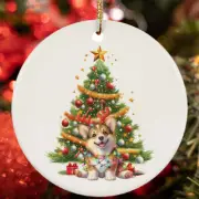Cute Pembroke Welsh Corgi Dog Reindeer Antler Christmas Ornament Gift Tree Decor