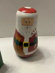 Set of 5 Wooden Nesting Stacking Santa Toy Christmas Winter Decor Gift