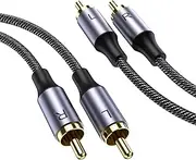 MOSWAG RCA Stereo Cable,2RCA Male to 2RCA Male Stereo Auxiliary Audio Cable Subwoofer Cable 3.28ft/1M, 24K Gold Plated Nylon Braided for Home Theater, Audio, HDTV, Car Stereo, Speakers