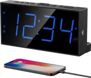 Digital Dual Alarm Clock for Bedroom, Large Display Bedside with Battery