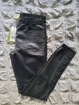 Nicole Miller Artelier - Size 6 - Genuine Leather Pants - Black