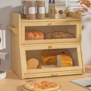 Double Layer Bread Box for Kitchen Counter, Large Bread Storage Container with C