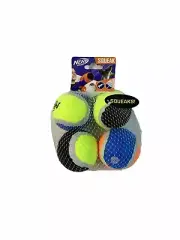 NERF Dog ~ Squeak Tennis Balls 4-Pack Mixed Colors