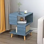 Square Side Table, End Table with Wooden Frame, Nesting Tables with Modern Style, for Living Room, Balcony, Bedroom (Color : Blue)