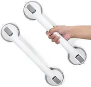 Grab Bars for Bathtubs and Showers, 16 Inch Heavy Duty Suction Cup, Gray, Textured Plastic, 2 Pack