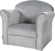 roba Lil Sofa Children's Chair with Armrests for Boys and Girls, Comfortable Mini Chair with Silver Grey Velvet Fabric, Children's Seating Furniture Range Lil Sofa for Nursery or Baby Room