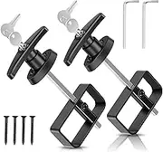 UKQRRTC 2Pcs Shed Door Latch T Handle Lock Kit with 4 Keys and 4 Screws, 5-1/2inch Stem Shed Door Handle Lock, Zinc Alloy Shed Door Hardware for Shed Gate Barn Playhouse