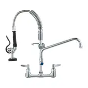 Commercial Wall-Mount Pre-Rinse Kitchen Faucet with Sprayer, 21" Height