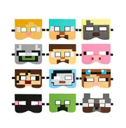 12PC Minecraft Felt Masks Costume Loot Bag Fillers Favors Party Decorations Supplies
