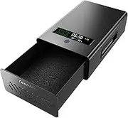 Biometric Gun Safe for Handguns - Quick Access Fingerprint Lock, Keypad Entry & Key, Auto-Pop Up Drawer for Nightstand, Bedside, Car Travel with LCD Display, USB Charging & Alarm System