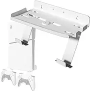 sciuU Wall Mount for PS5 Slim Console & Controller - 2mm Steel Wall Bracket Compatible with PlayStation 5 Slim Disc/Digital Versions + 2 Game Controller Holder