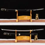 High Manganese Steel Japanese Tachi Full Tang Samurai Sword Battle Ready Black.