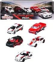 [Majorette] Toyota Racing Toy Cars (Gift Set of 5 Cars) - Metal Model Cars with Freewheel and Suspension, Each 7.5 cm, Car Toy for Children from 3 Years