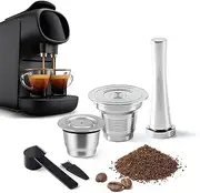 BENFUCHEN Big & Small Cup Stainless Steel Reusable Coffee Capsules Fit For L'OR Barista LM8012/60, Metal Refillable Coffee Pods Compatible With L'or Espresso Coffee Machine, With Coffee Tamper