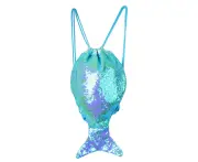 Reversible Sequins Drawstring Bag Mermaid Tail Colourful Backpack Gym Bag Kids Backpacks Outdoor School Bag for Girls Children