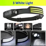 COB LED Headlamp USB Rechargeable Headlight Bar Torch Work Light Flashlight