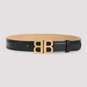 [Balenciaga] Balenciaga-Balenciaga Black Lamb Leather Bb Soft 30 Belt-Donna 70 CM