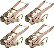 Boxer 4 Pack Heavy Duty 2" Ratchet Buckle Wire J Hook, Double Locking - Car Tie Down - Towing - Ratchet Tie Down