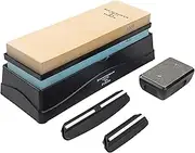 Rockingham Forge Kitchen Knife Sharpening Whetstone Kit - Contains 400/1000 Grit Combined Ceramic Whetstone, 2 x Blade Angle Guides, Carry Case and Stone Leveller