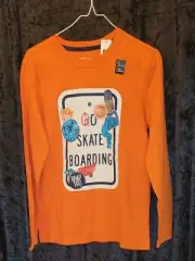 NWT BOYS "GAP KIDS" SIZE LARGE, ORANGE, "GO SKATE BOARDING" LONG SLEEVE SHIRT