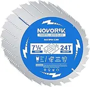 NOVORIK Circular Saw Blade 7-1/4" 24T 10-Pack, ATB Framing Saw Blade with Arbor 5/8", TCT Saw Blade for Miter/Table Saws, Professional for Wood Cutting
